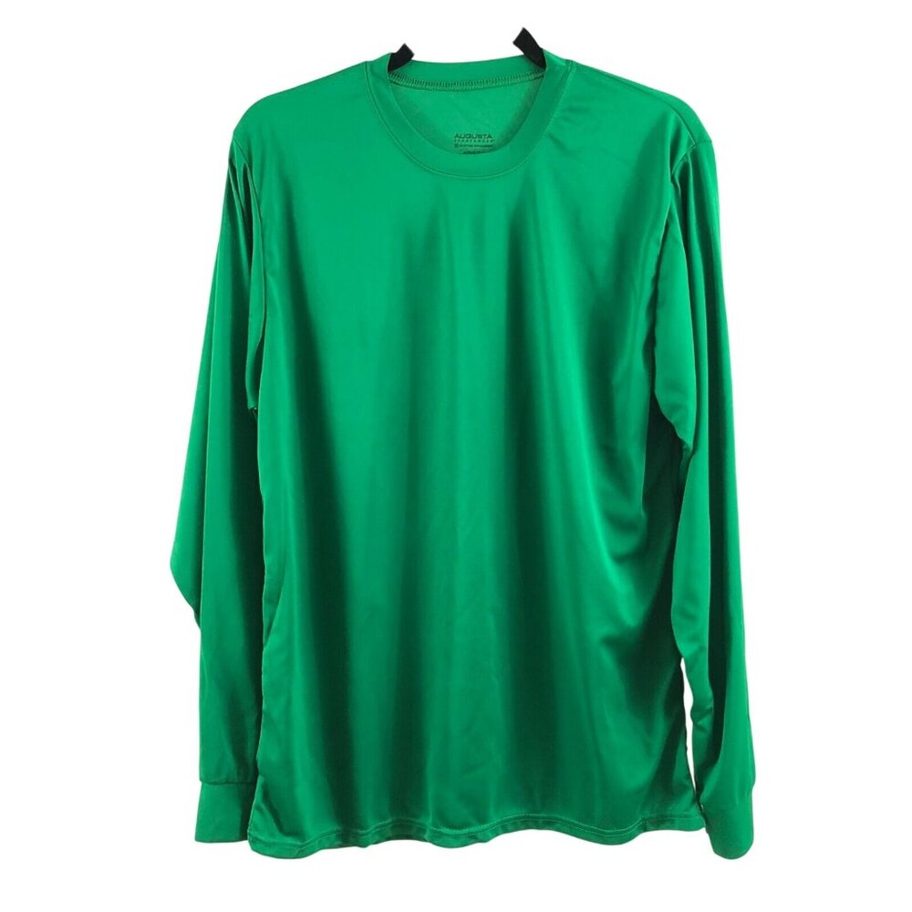 Augusta Sportswear Mens T-Shirt Moisture Wicking Long Sleeve Crew Neck Green L - Picture 1 of 3